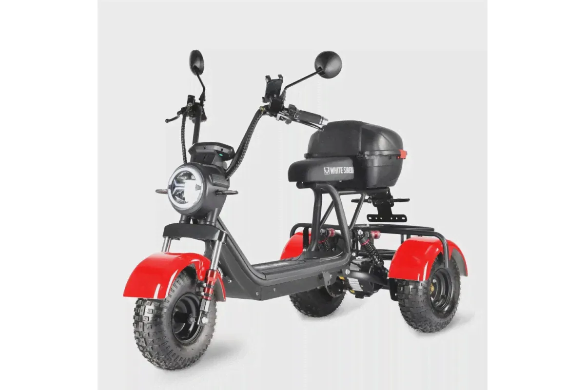 Электротрицикл Citycoco White Siberia TRIKE MINI 1500W Красный-2