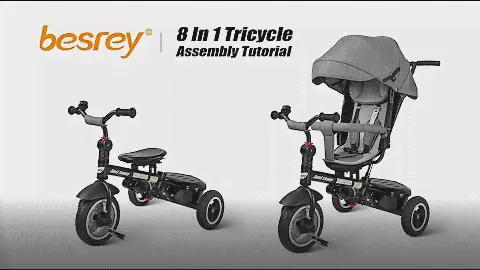 The full video to show you how to assemble the Besrey 8 in 1 Baby Tricycle