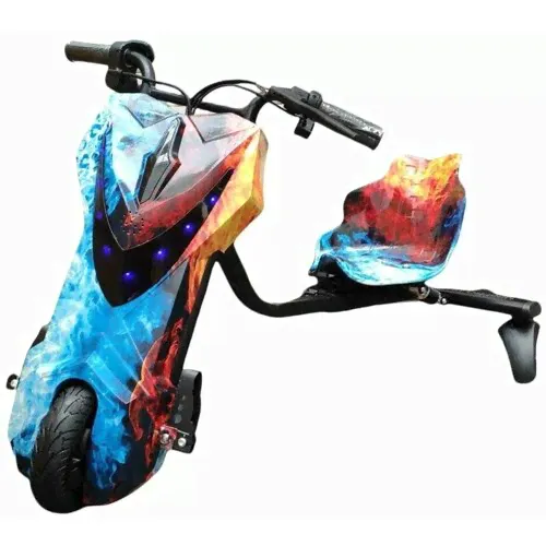Электроскутер Дрифт Карт "Drift-Trike, увеличенный аккумулятор 8.8ah цвет огонь и лед