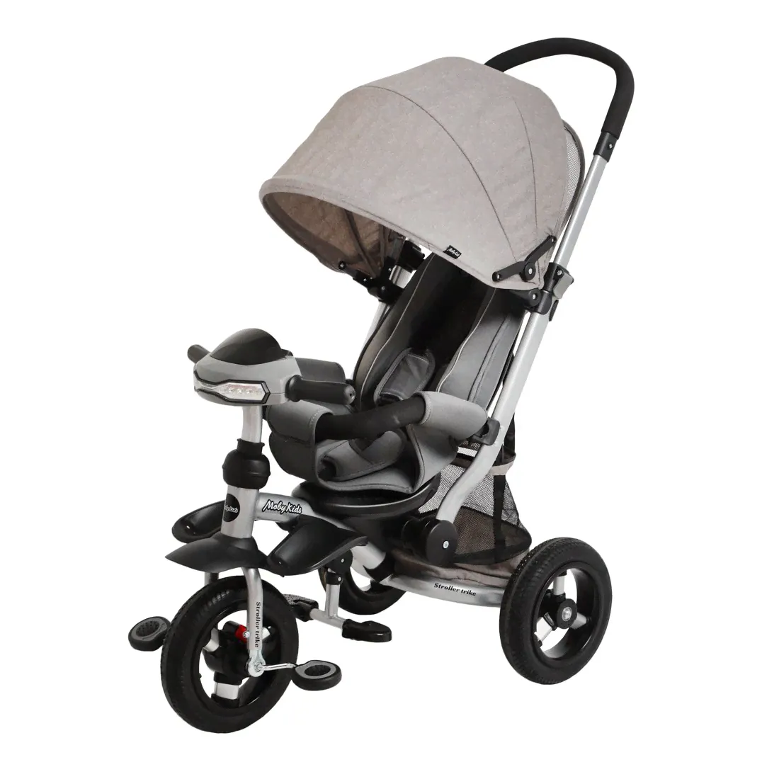 Велосипед-коляска 3 колесный Moby Kids Stroller trike 10x10 AIR Car, серый - 641353-0