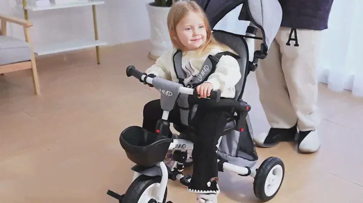 JMMD Baby Tricycle, 7-in-1 Folding Kids Trike with Adjustable Parent Handle