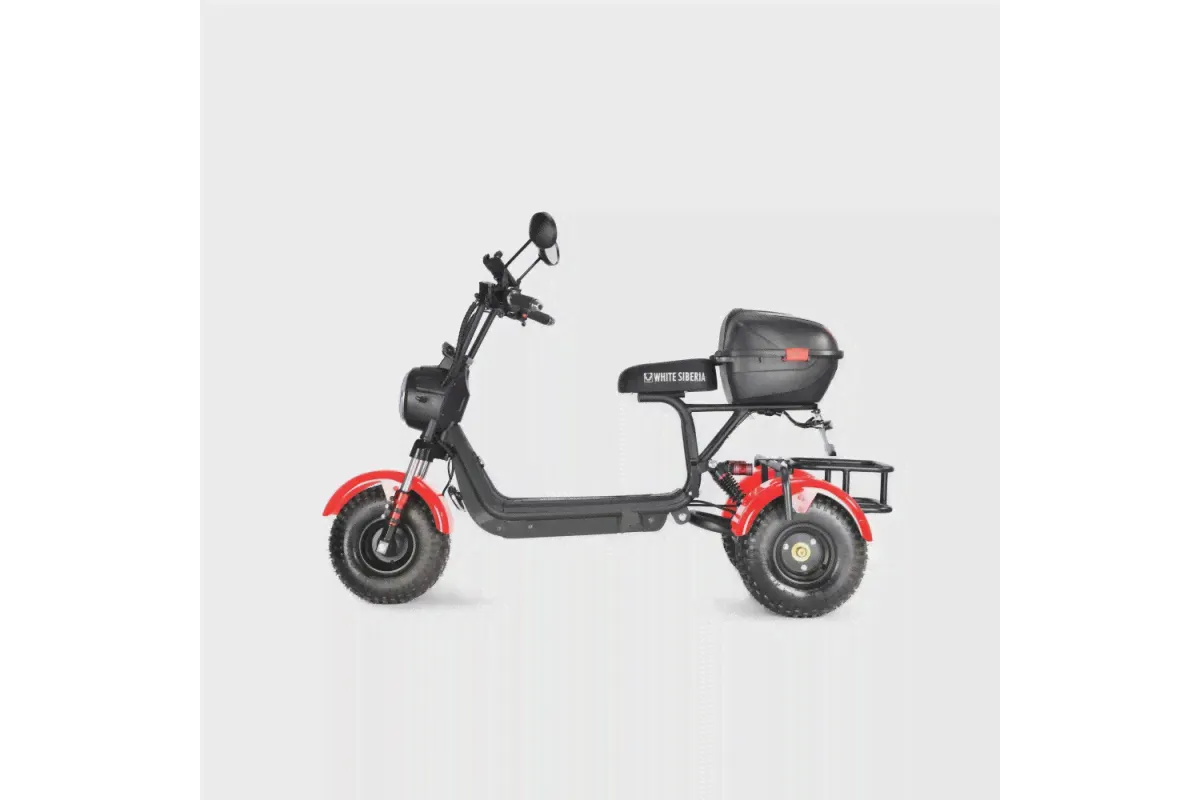 Электротрицикл Citycoco White Siberia TRIKE MINI 1500W Красный-3