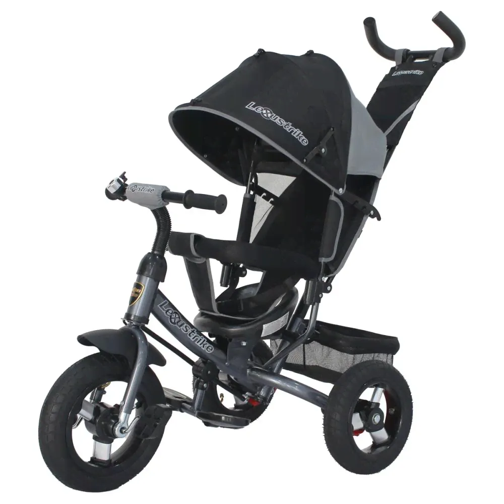 Велосипед 3-х колесный Lexus trike, ЧЁРНО-СЕРЫЙ, колёса 12 и 10"(надувные), регулируемая спинка Lexus Trike TM